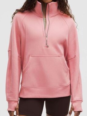 Lululemon Scuba Oversized Funnel Neck Half Zip Long Size M/L in Pink Deco